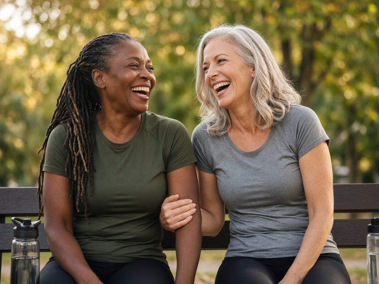 Two women talking after exercise